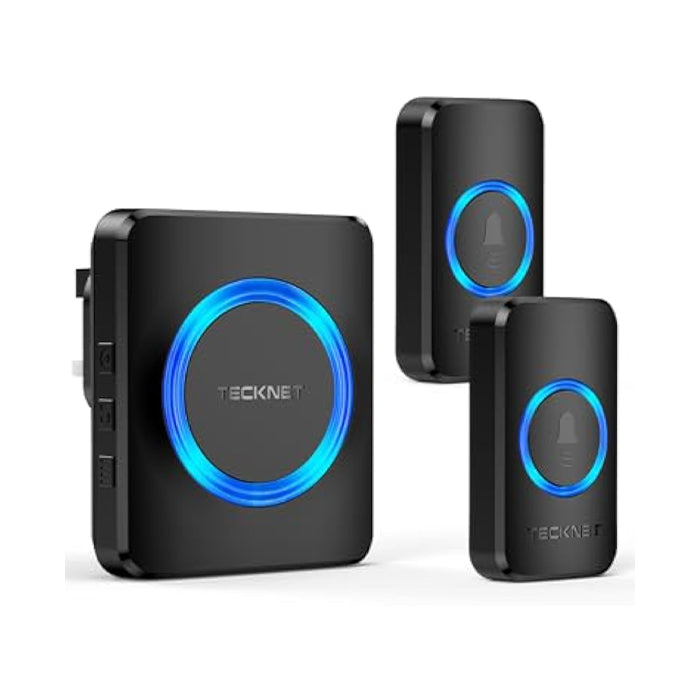 TECKNET Wireless Doorbell with 2 Push Buttons, Cordless IP65 Waterproof Door Bells Chime Kit