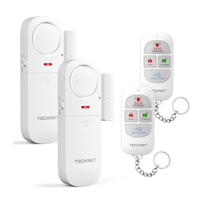TECKNET Door Alarm Sensor 2 Packs With Remote Control
