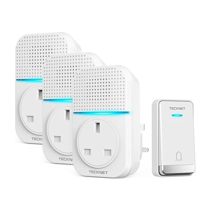 TECKNET Self-Powered Doorbell with 3 Receivers, IP65 Waterproof 1300ft Wireless Doorbell with 60 Chimes