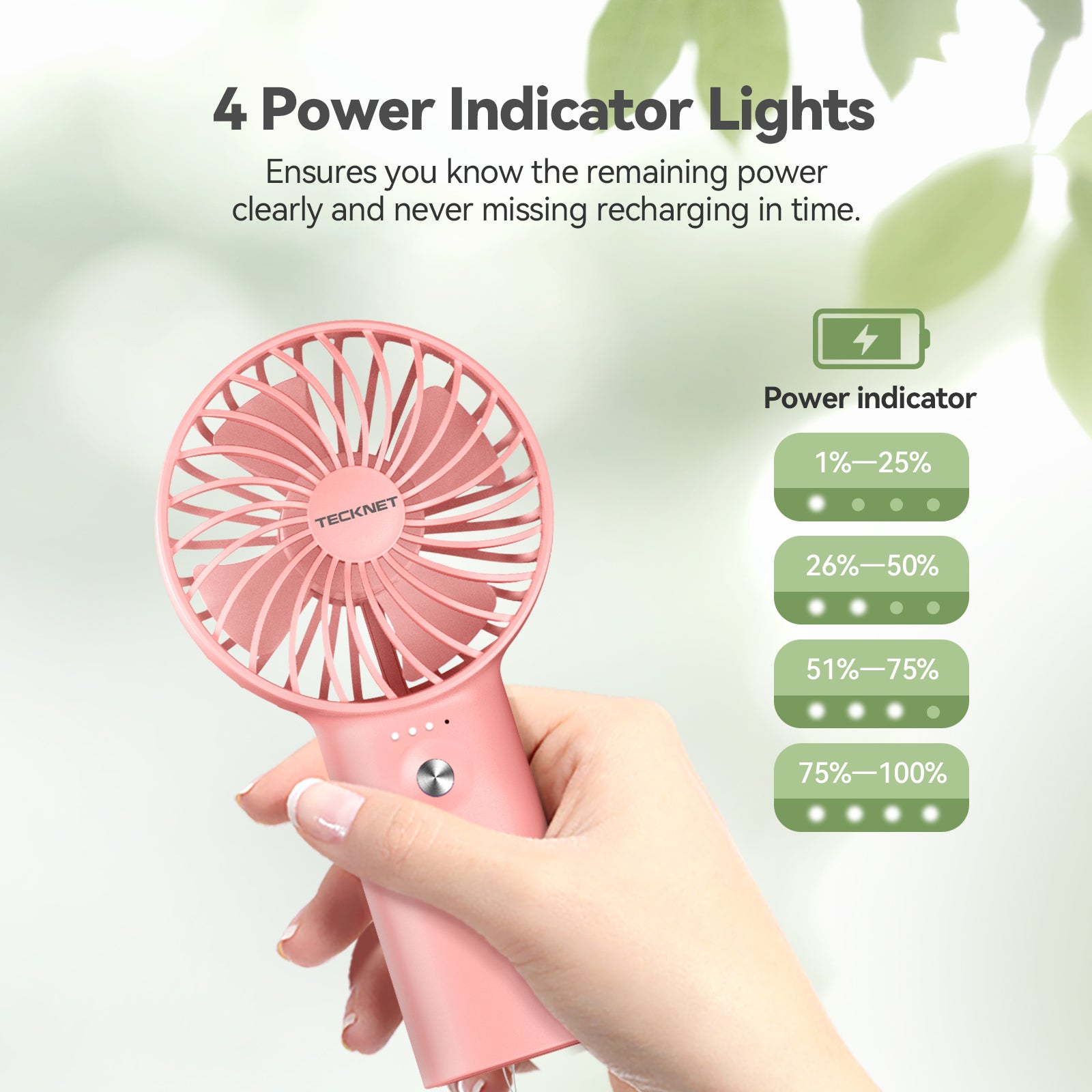 TECKNET Handheld Fan, 2-in-1 Mini Fan with Rechargeable 5200mAh Power Bank