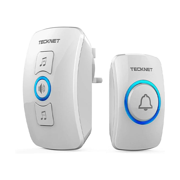 TECKNET Wireless Doorbell, IP65 Waterproof Wall Plug-in Door Bells Wireless Cordless Chime Kit