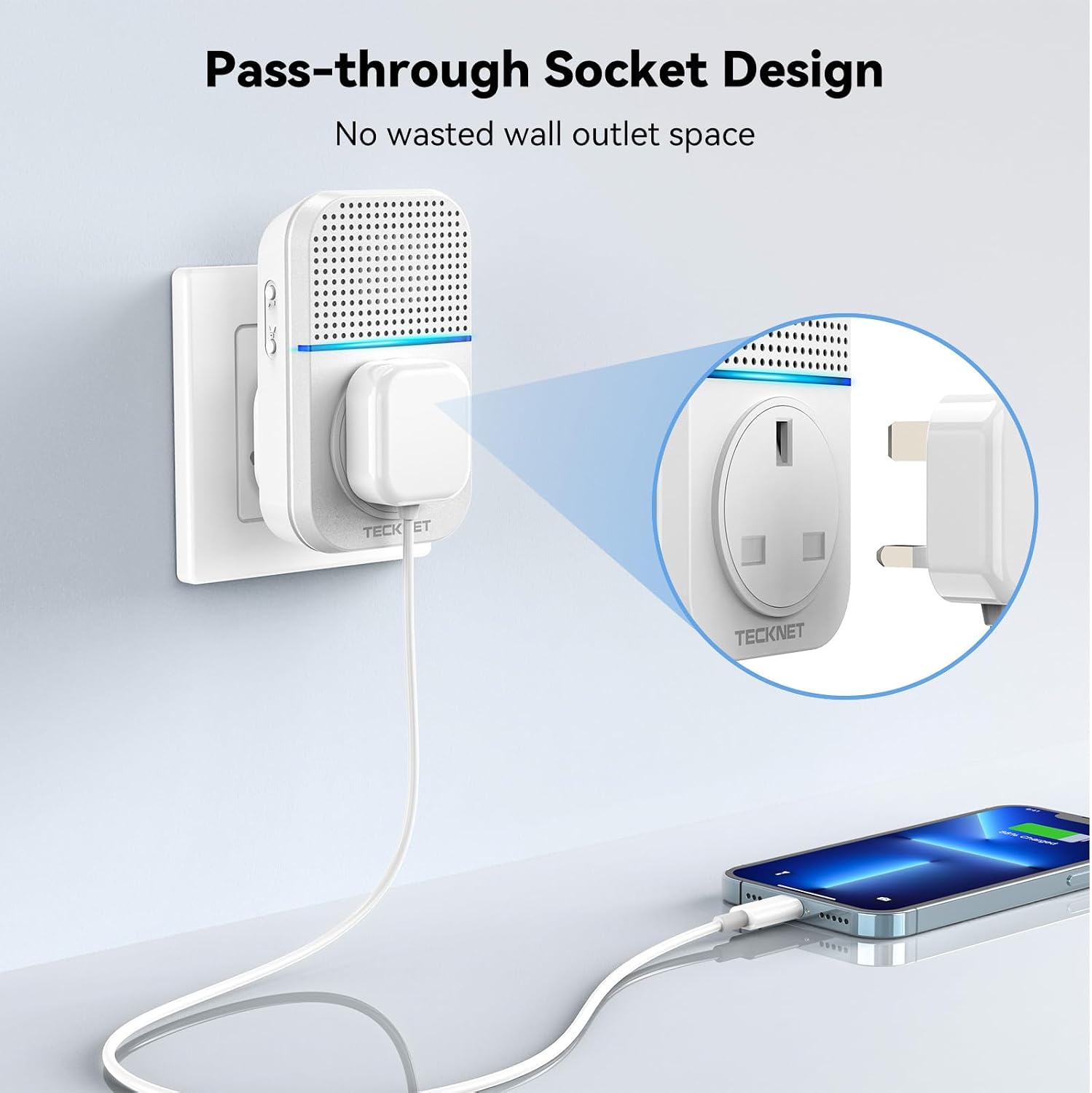 TECKNET Plug-in Wireless Doorbell, 4 Receivers 2 Transmitters