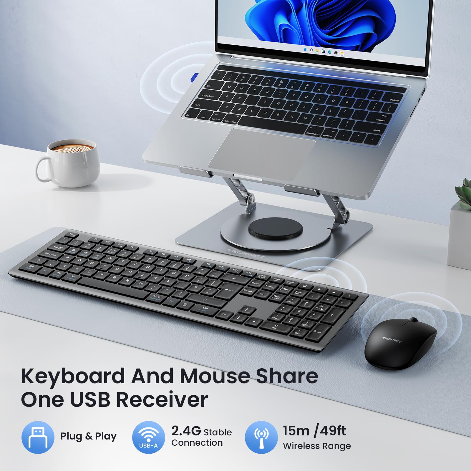 TECKNET Wireless Keyboard and Mouse Combo