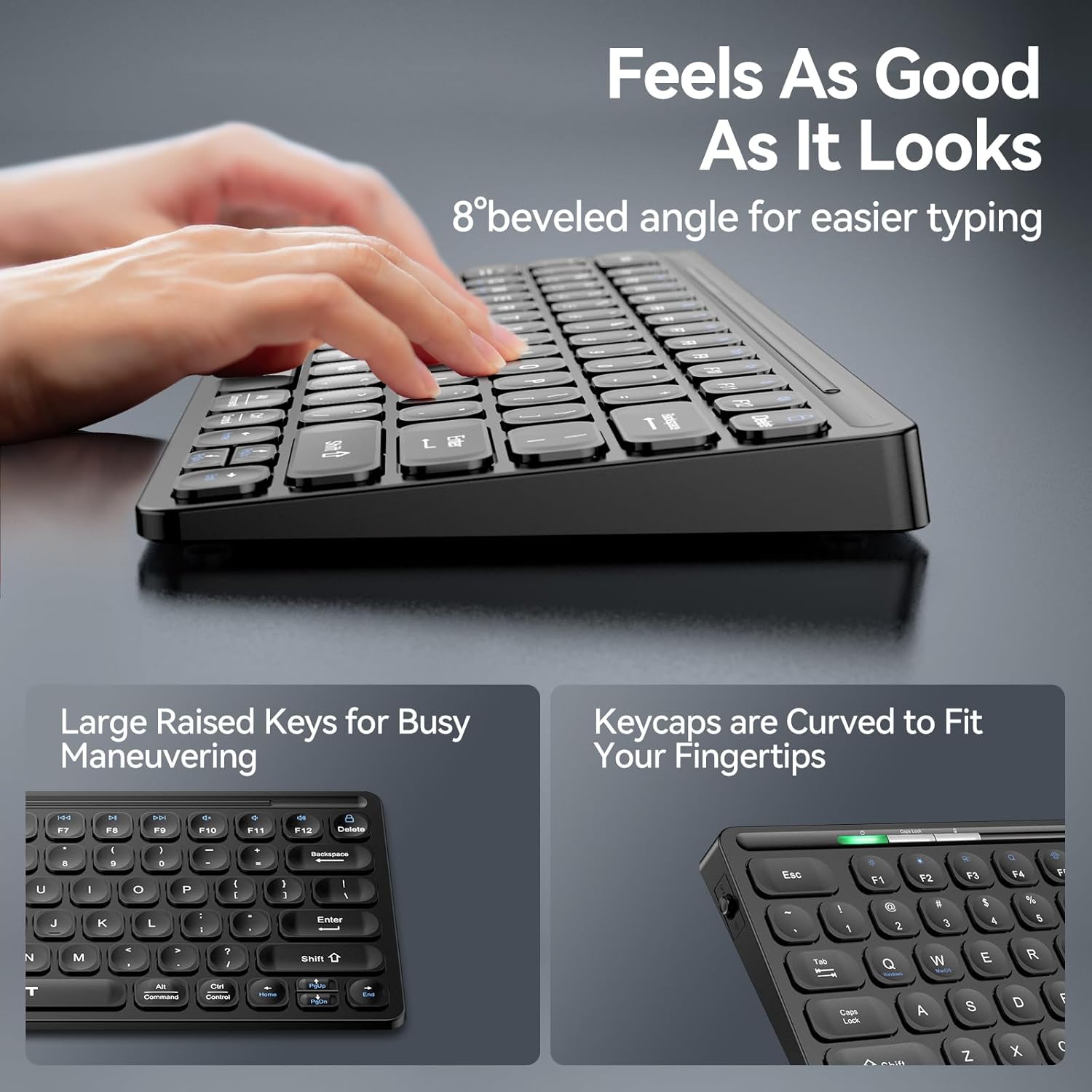 TECKNET Wireless Keyboard, 2.4GHz Ergonomic Keyboard
