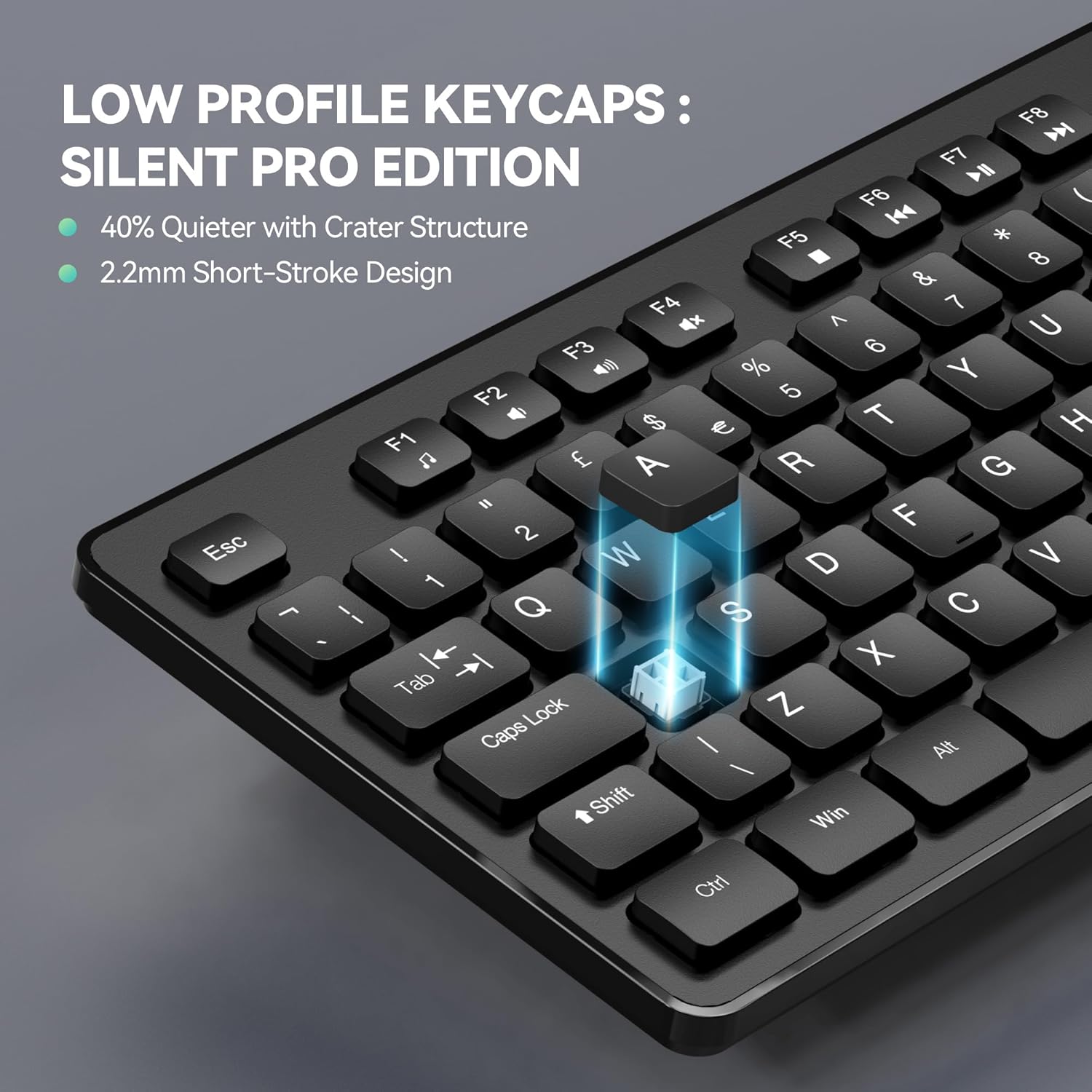 TECKNET Wired USB Keyboard, Full-Size Silent Office Keyboard with Numeric Keypad