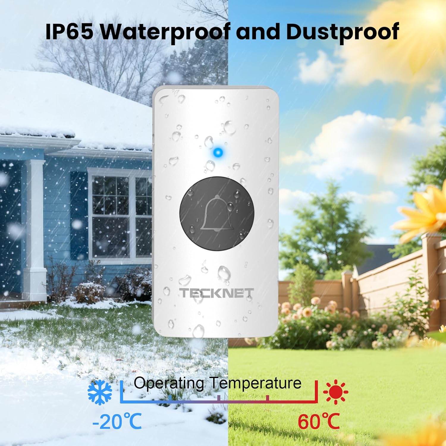 TECKNET Wireless Doorbell with 2 Receivers