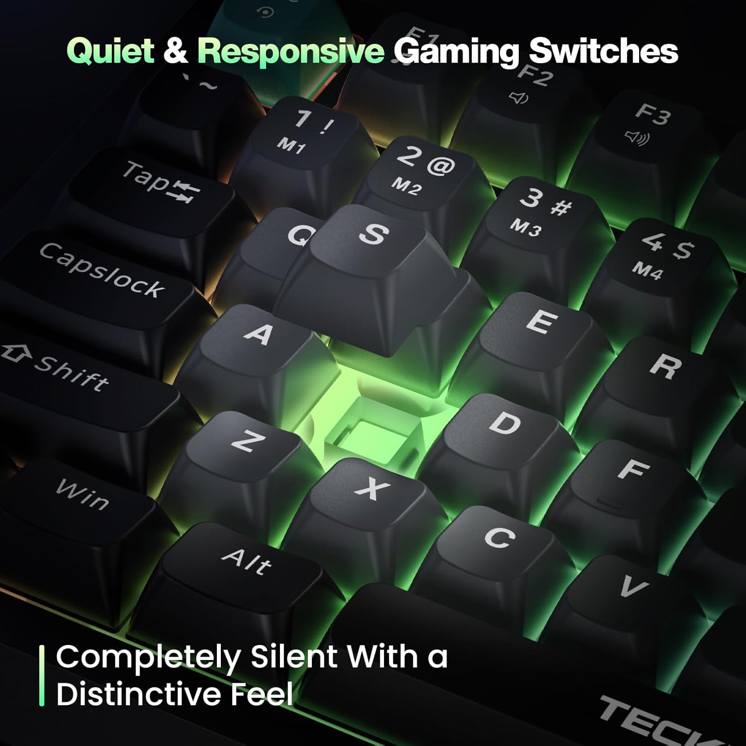 TECKNET RGB Gaming Keyboard,Compact 83 Keys Wired Keyboard with Volumn Knob