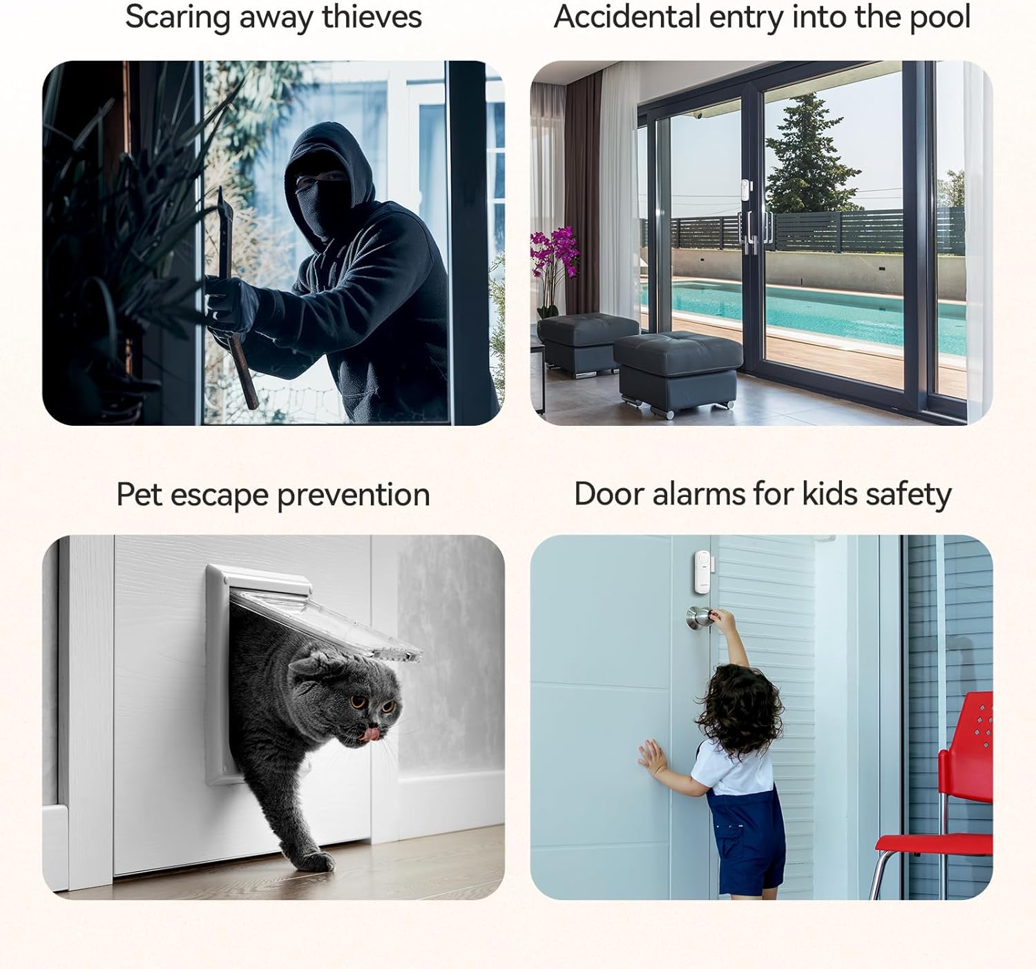 TECKNET Door Alarm Sensor 2 Packs With Remote Control