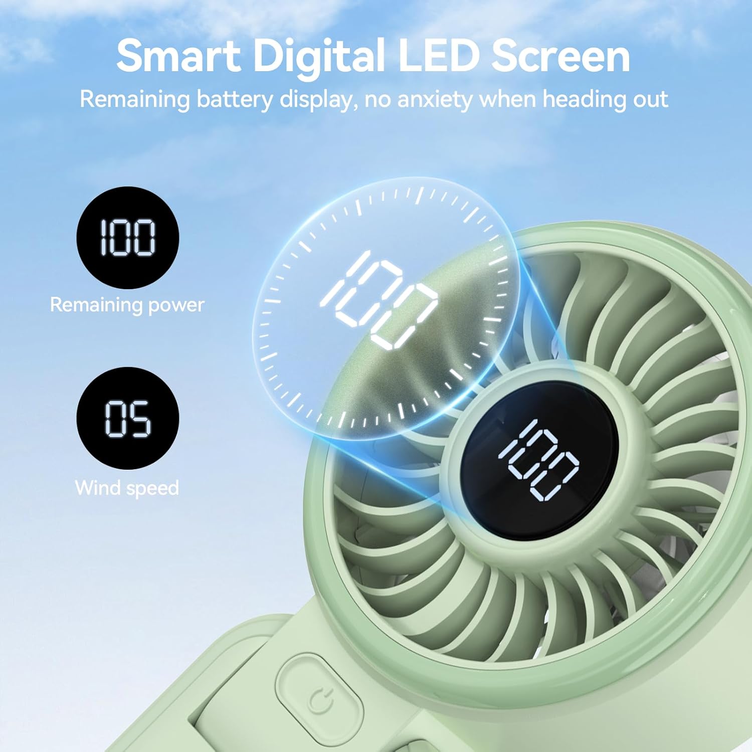 TECKNET Rechargeable Handheld Fan with 5000mAh
