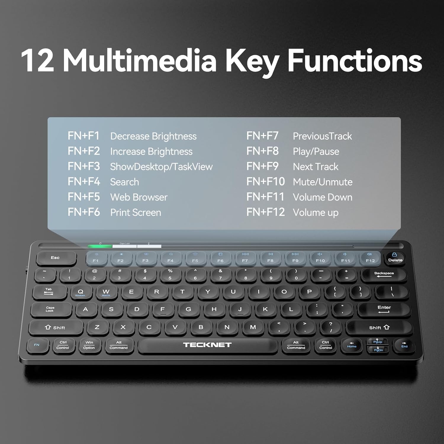 TECKNET Wireless Keyboard, 2.4GHz Ergonomic Keyboard