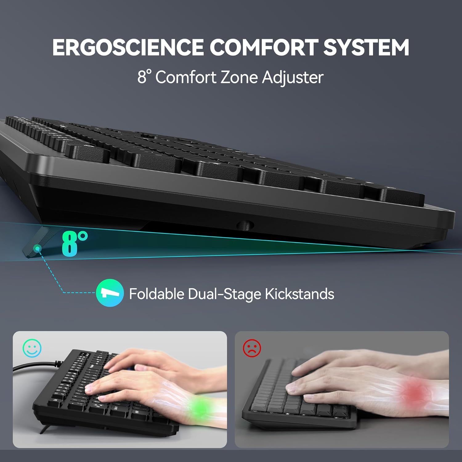 TECKNET Wired USB Keyboard, Full-Size Silent Office Keyboard with Numeric Keypad