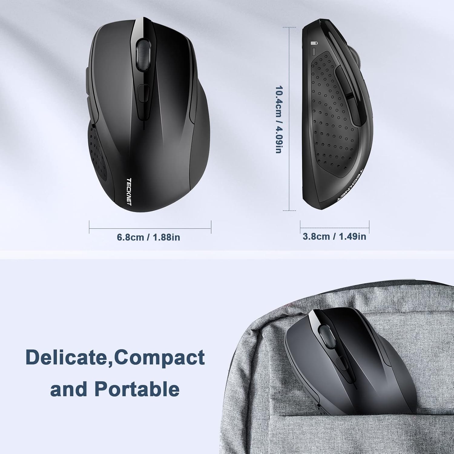 TECKNET Pro Wireless Mouse, 4000 DPI, 2.4G Ergonomic Optical