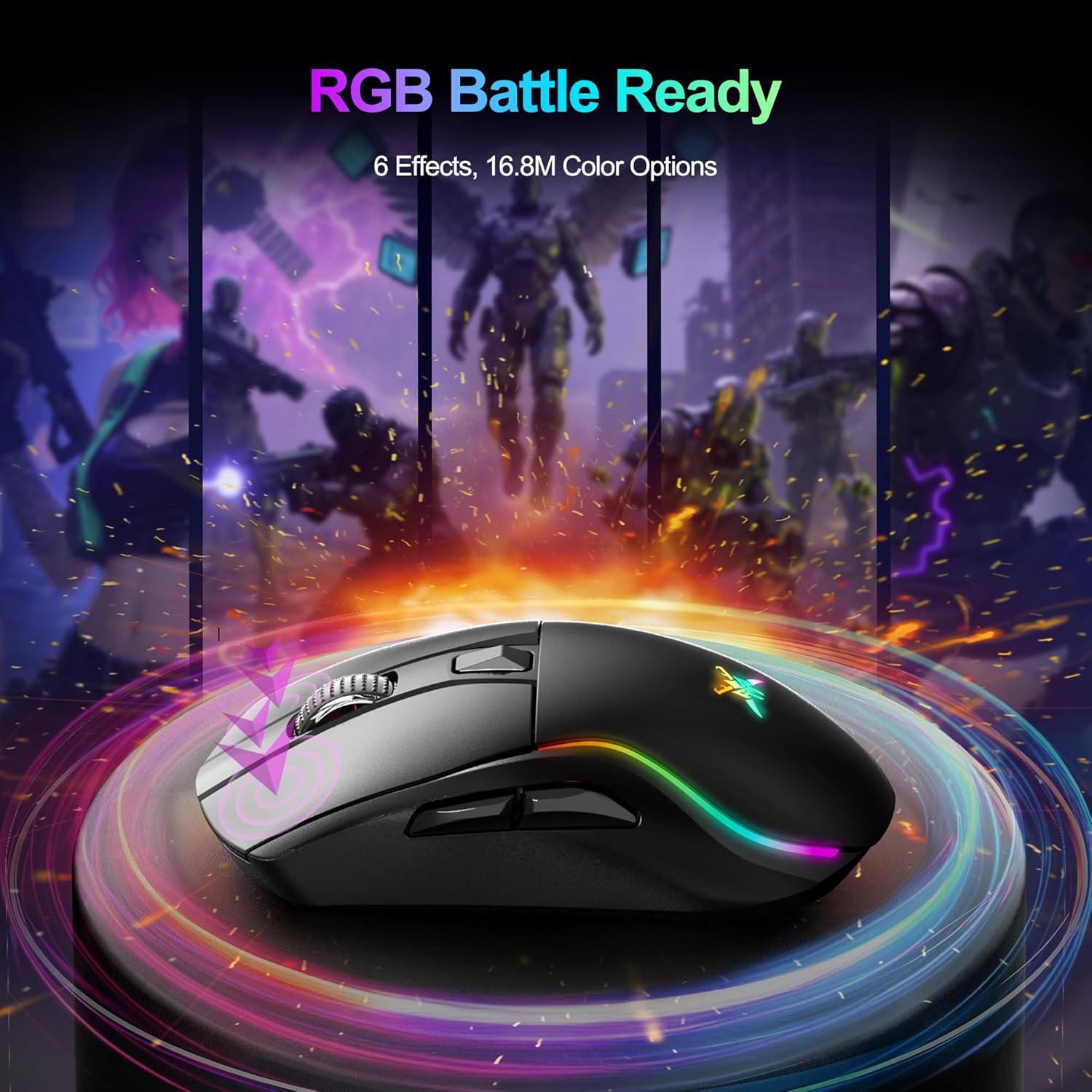 TECKNET Wireless Gaming Mouse with Tripe-Mode 2.4GHz / USB C/Bluetooth Mouse Up to 24,000DPI