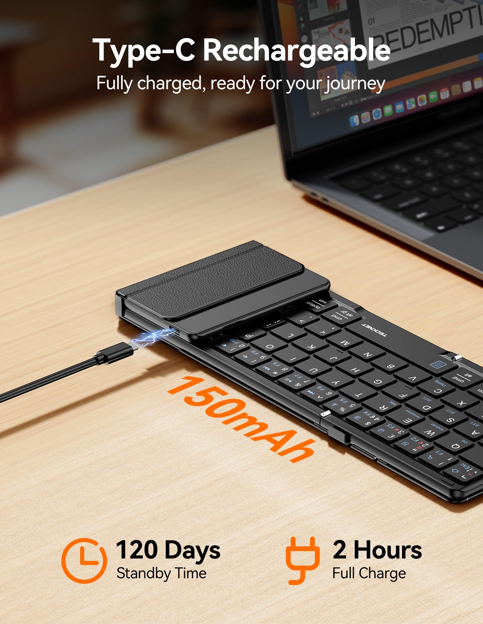 TECKNET Foldable Bluetooth Keyboard with Touchpad