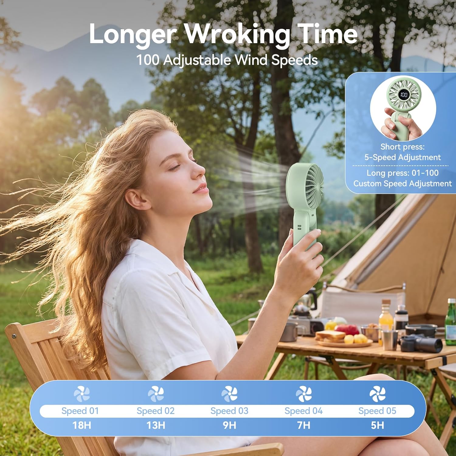 TECKNET Rechargeable Handheld Fan with 5000mAh