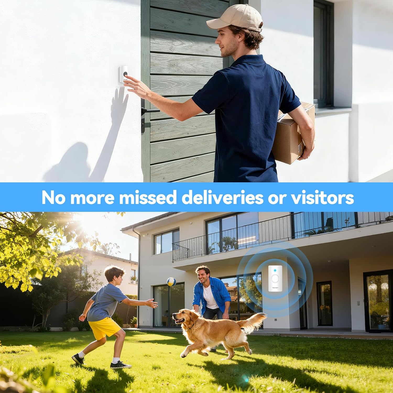 TECKNET Wireless Doorbell Battery with 3 Receivers