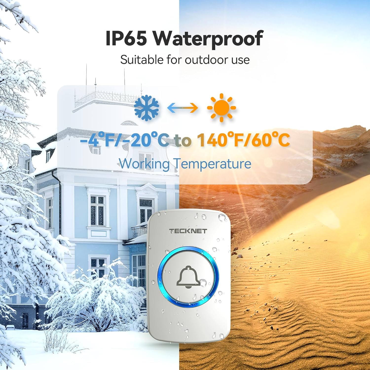 TECKNET Plug in Wireless Doorbell with 2 Receivers