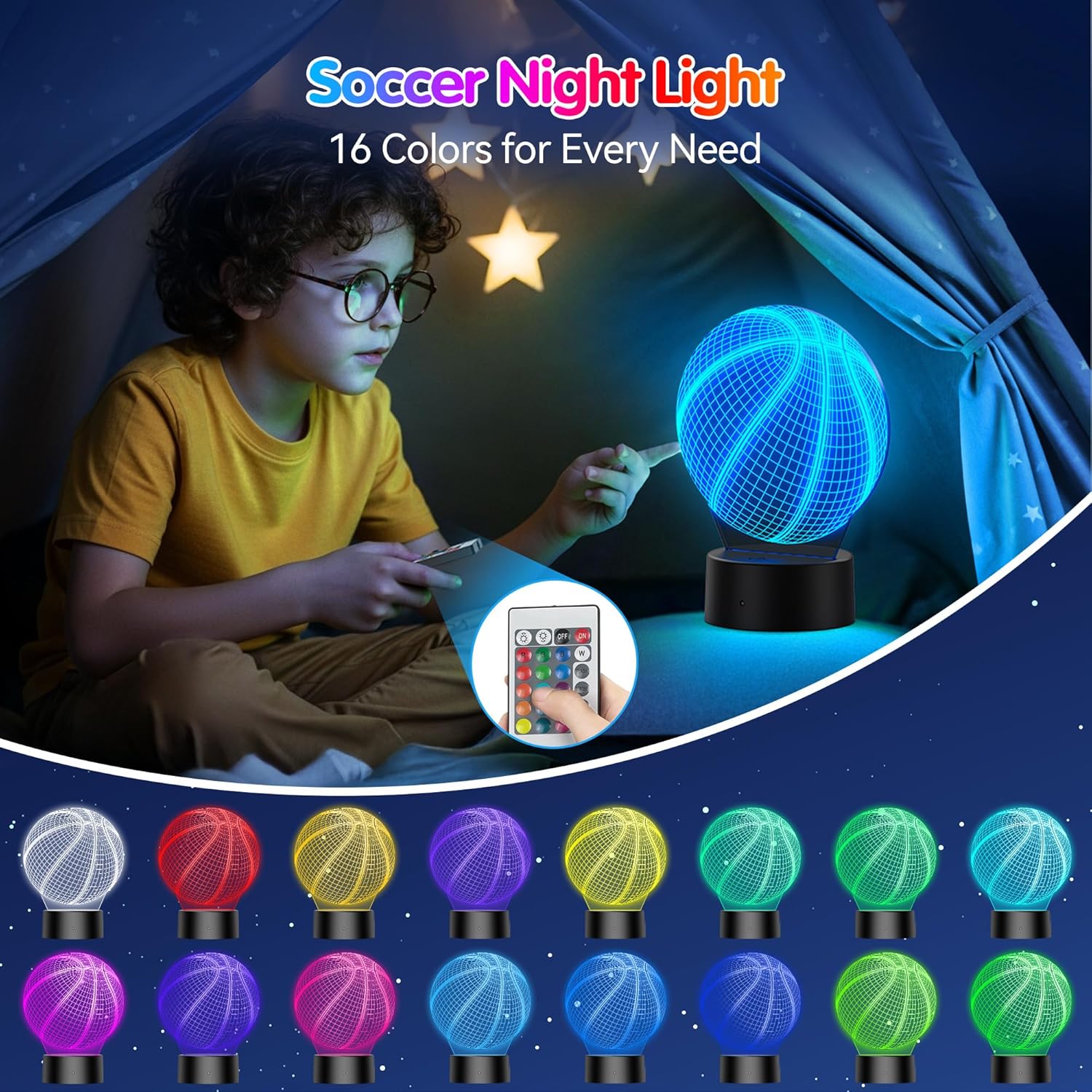 TECKNET 3D Illusion Lamp with 16 Colors