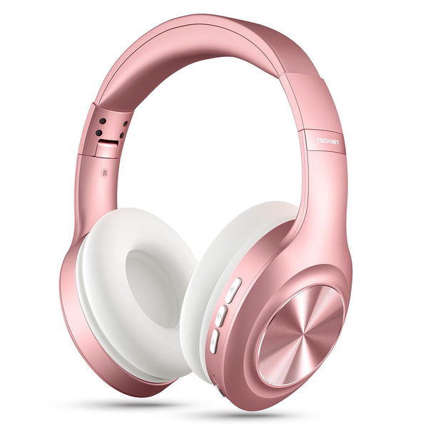 TECKNET Bluetooth Headphones Over-Ear with 3 EQ Modes, Hi-Fi Stereo and Deep Bass, Pink