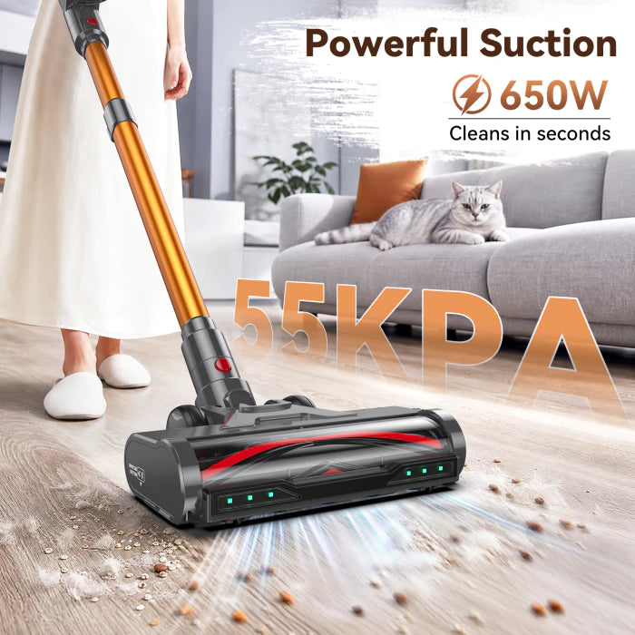 TechRise Cordless Vacuum Cleaner, 55Kpa 650W Stick Vacuum with 70 Min Runtime