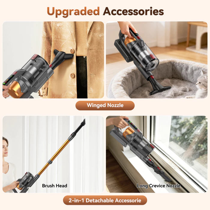 TechRise Cordless Vacuum Cleaner, 55Kpa 650W Stick Vacuum with 70 Min Runtime