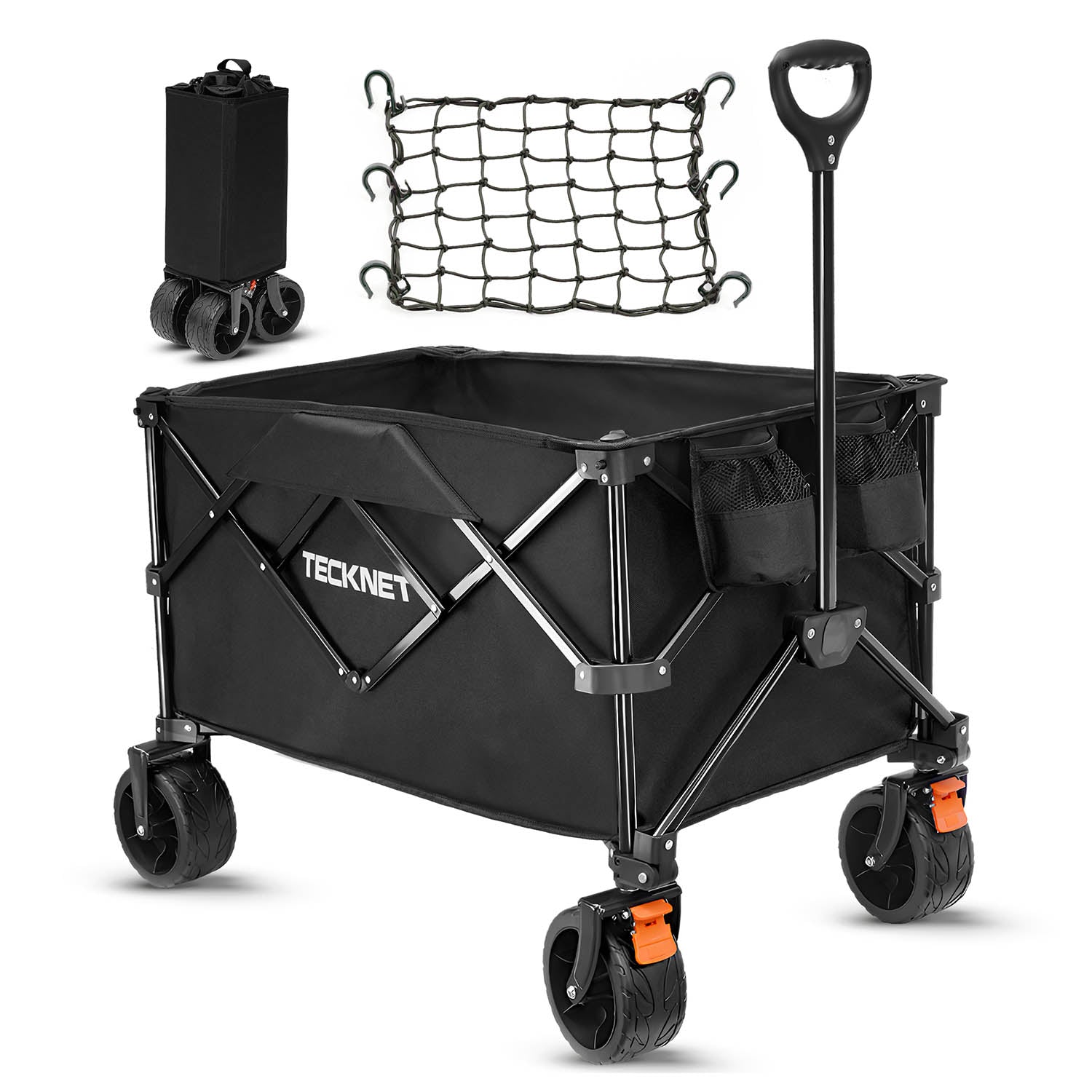 TECKNET Folding Wagon Heavy Duty All-Terrain Collapsible Camping Trolley Cart 180L