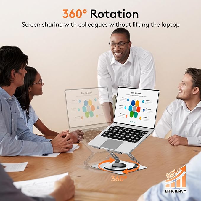 TECKNET Adjustable Laptop Stand for Desk 360° Rotating Ergonomic Laptop Holder