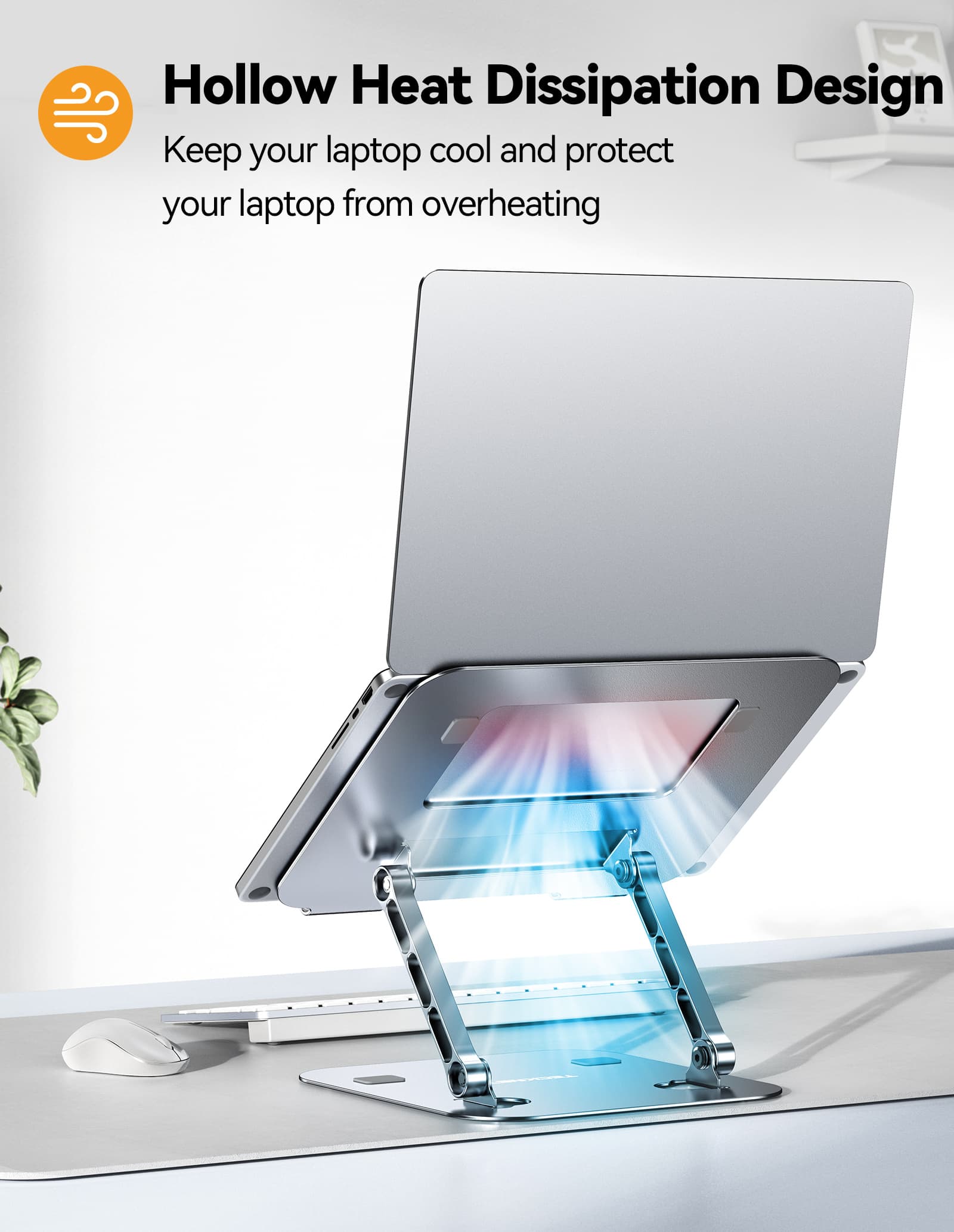 TECKNET Adjustable Laptop Stand, Ergonomic Foldable Holder for 11-17.3 Inch Laptops, MacBooks, and Tablets