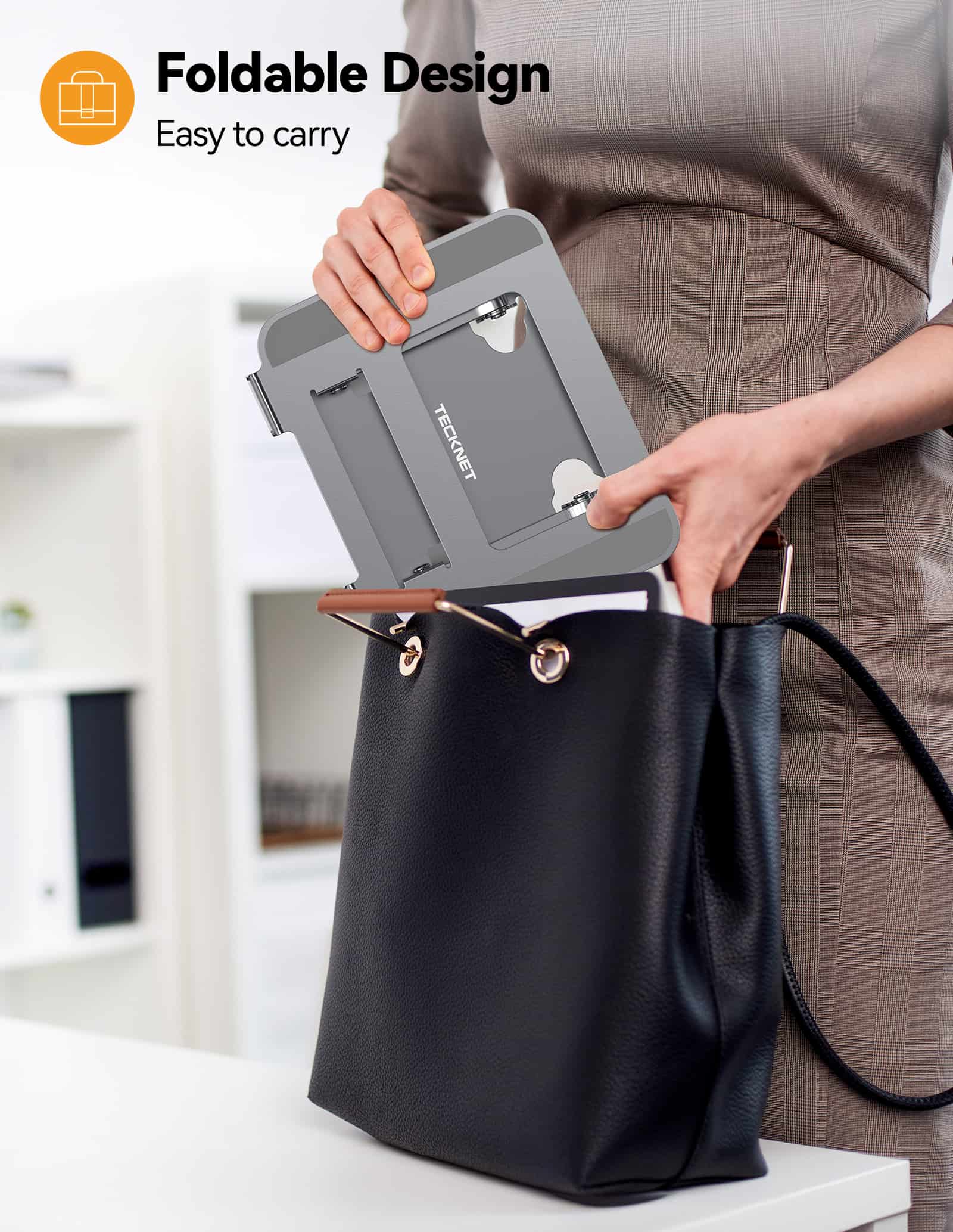 TECKNET Adjustable Laptop Stand, Ergonomic Foldable Holder for 11-17.3 Inch Laptops, MacBooks, and Tablets