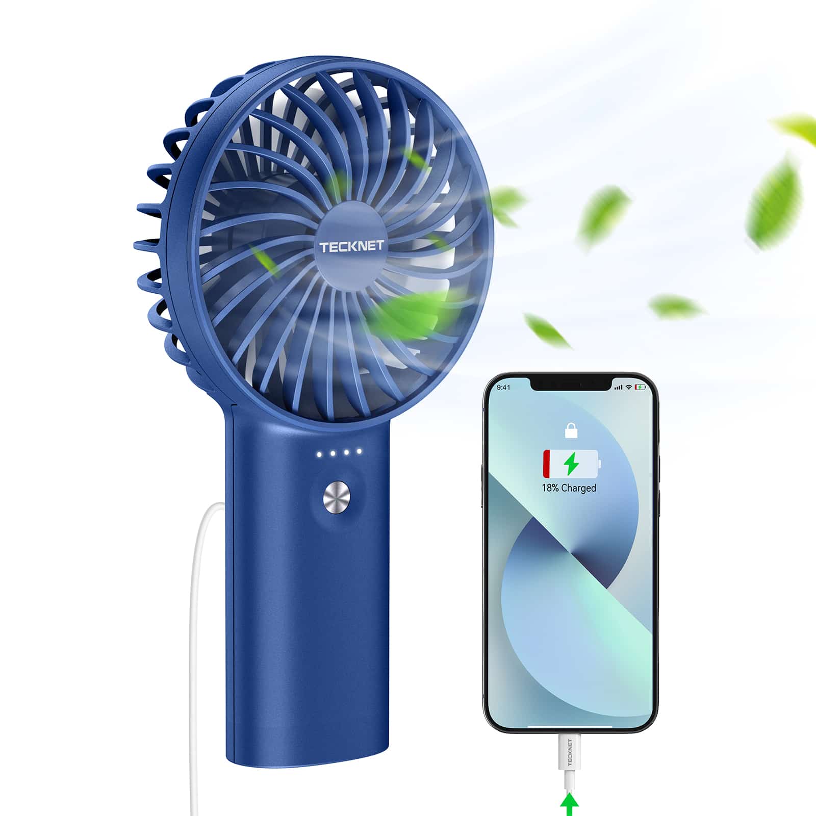 TECKNET Handheld Fan, 2-in-1 Mini Fan with Rechargeable 5200mAh Power Bank