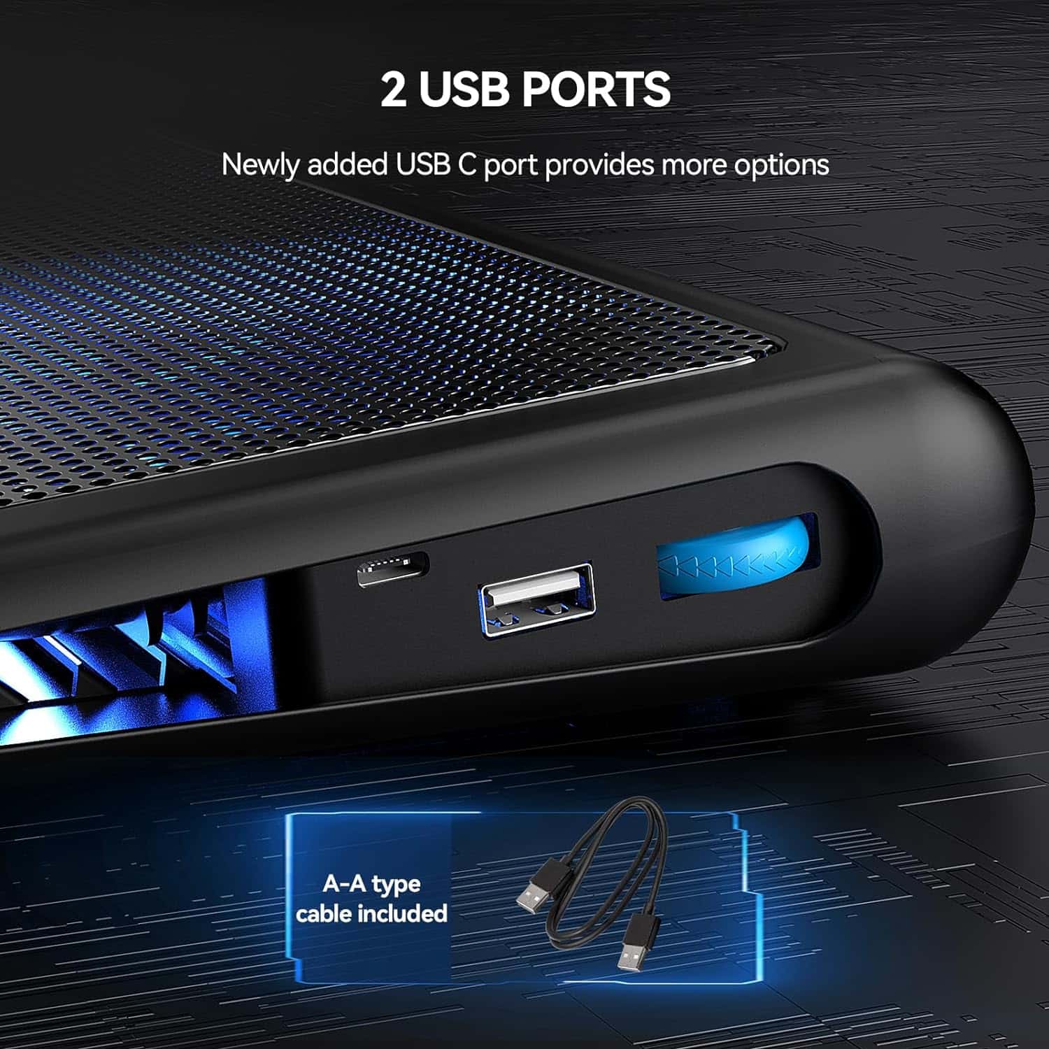 TECKNET N5 Laptop Notebook Cooling Pad with 2 Fans Cooler fits 12"-16"