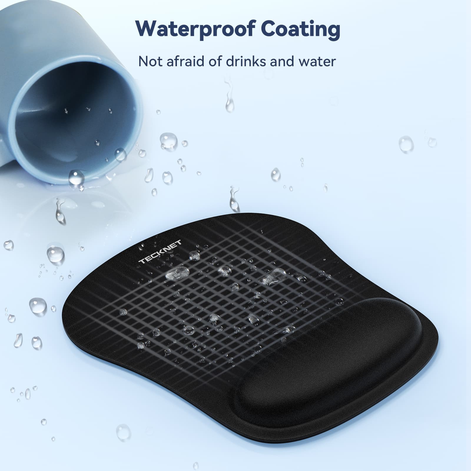 TECKNET Mouse Mat Wrist Support, 2 Pack Ergonomic Mouse Mat with Memory Foam