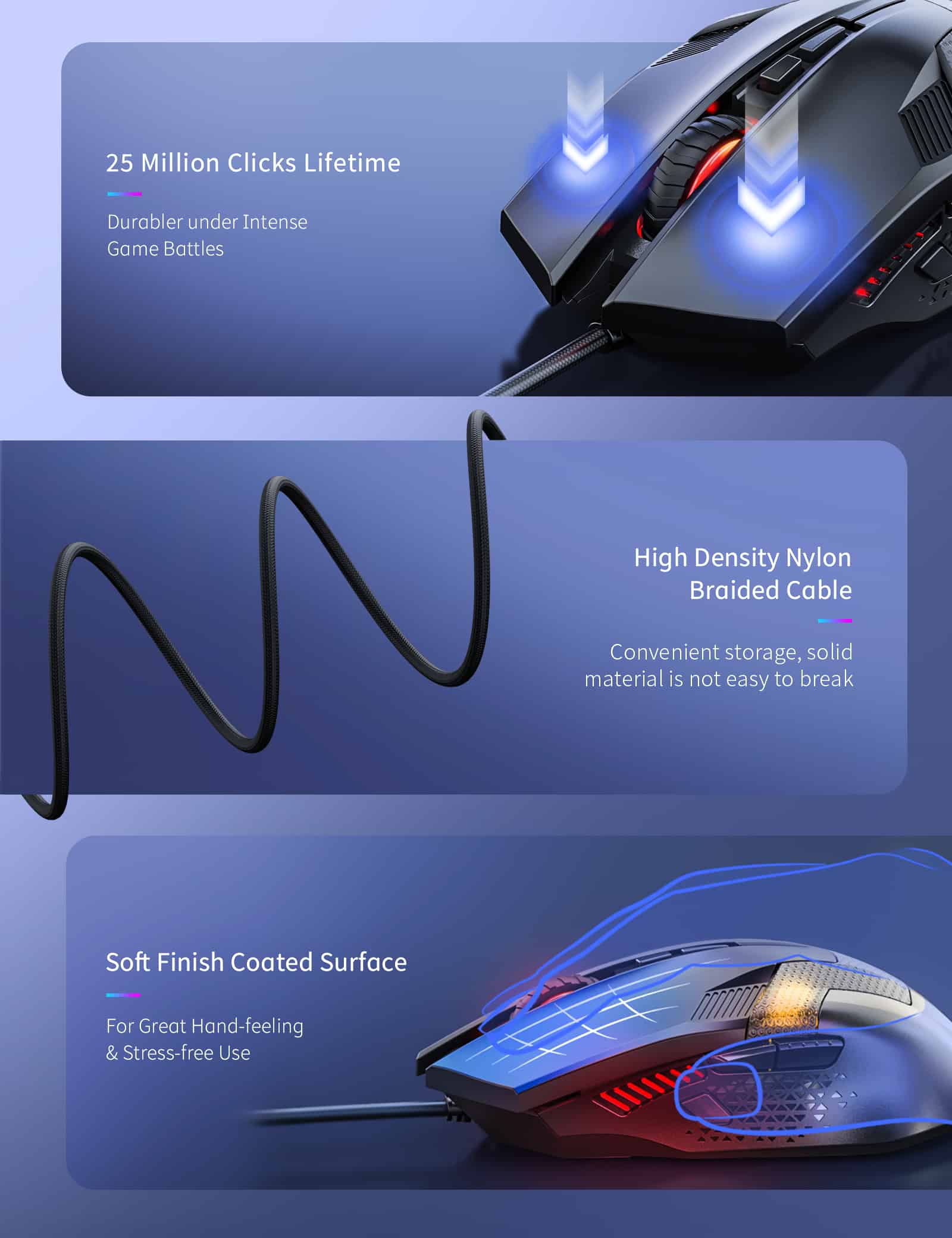 TECKNET RGB Wired Gaming Mouse with 6 Programmable Buttons, 8000 DPI Optical Sensor