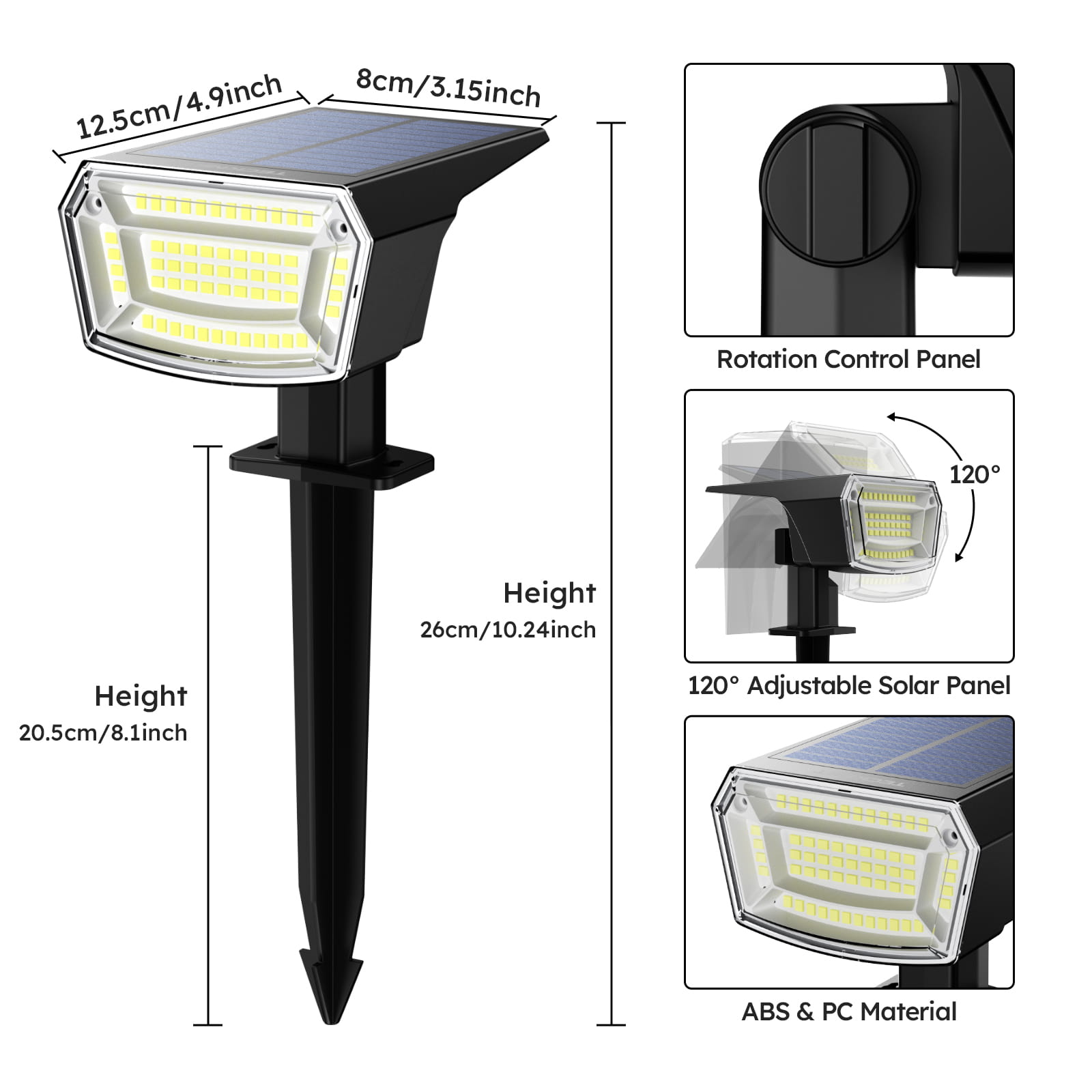 TECKNET Solar Spot Lights Outdoor Garden, 59 LEDs Garden Lights Solar Powered
