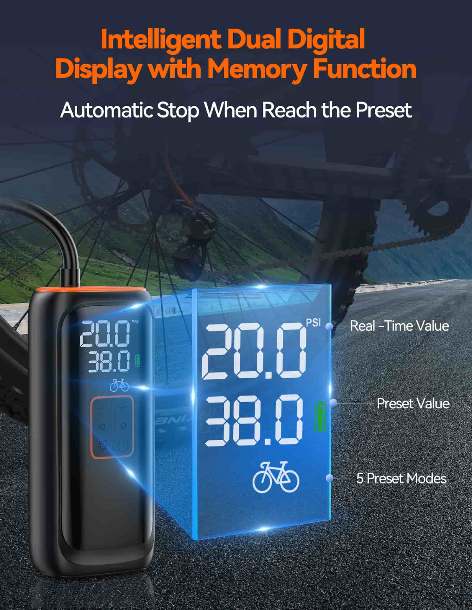 TECKNET Tyre Inflator Portable Air Compressor, 2*2000mAh & 150PSI Electric Air Pump with LED Light