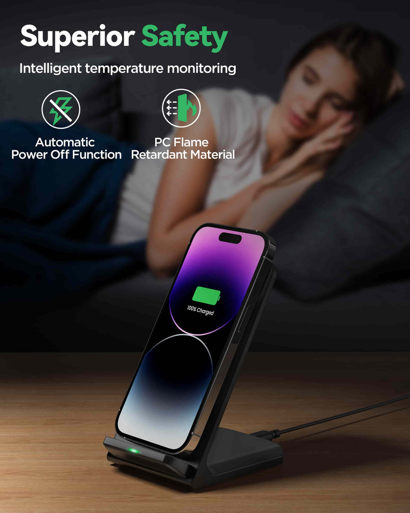 TECKNET 15 W Wireless Charger with Inductive Charging Function, Qi-Certified