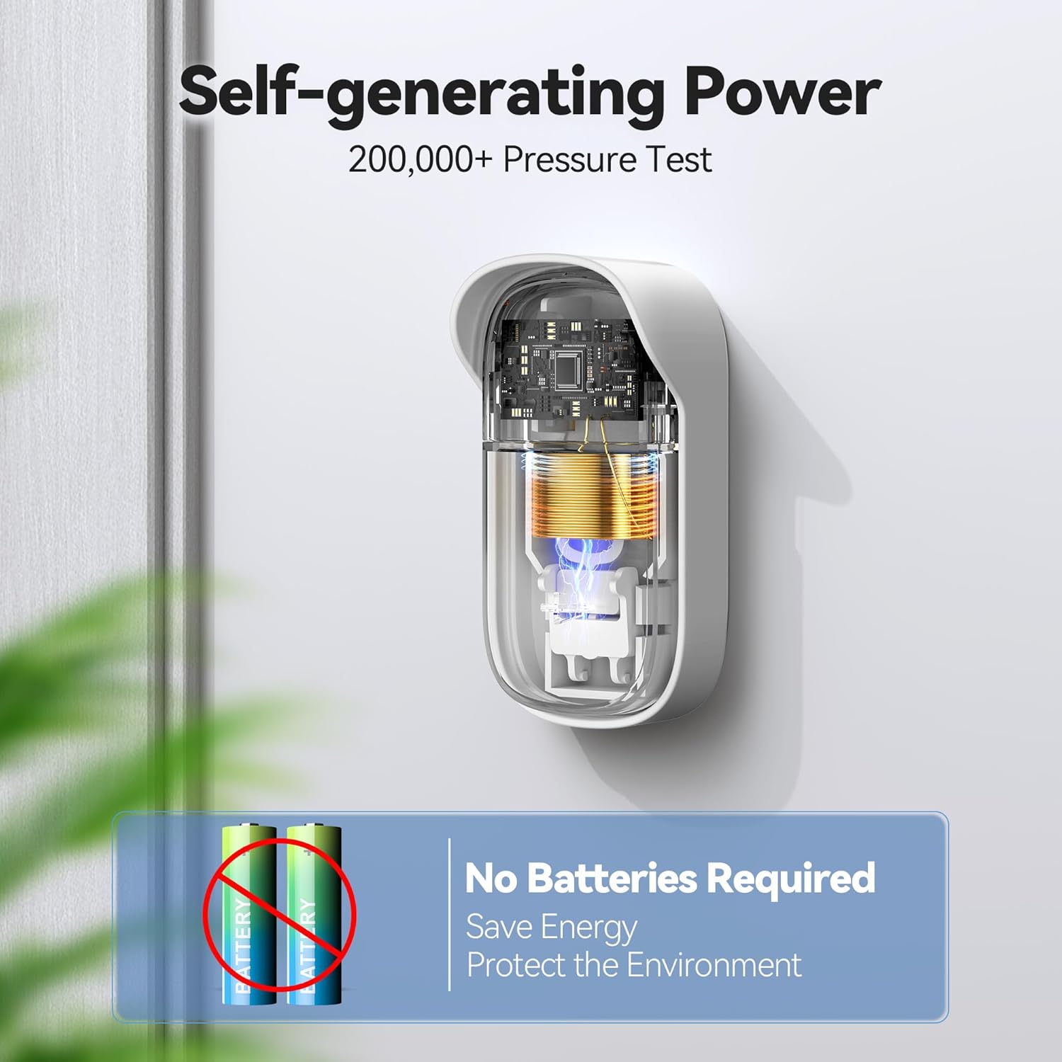 TECKNET Self-Powered Wireless Doorbell with 60 Chimes & 5 Volume Levels