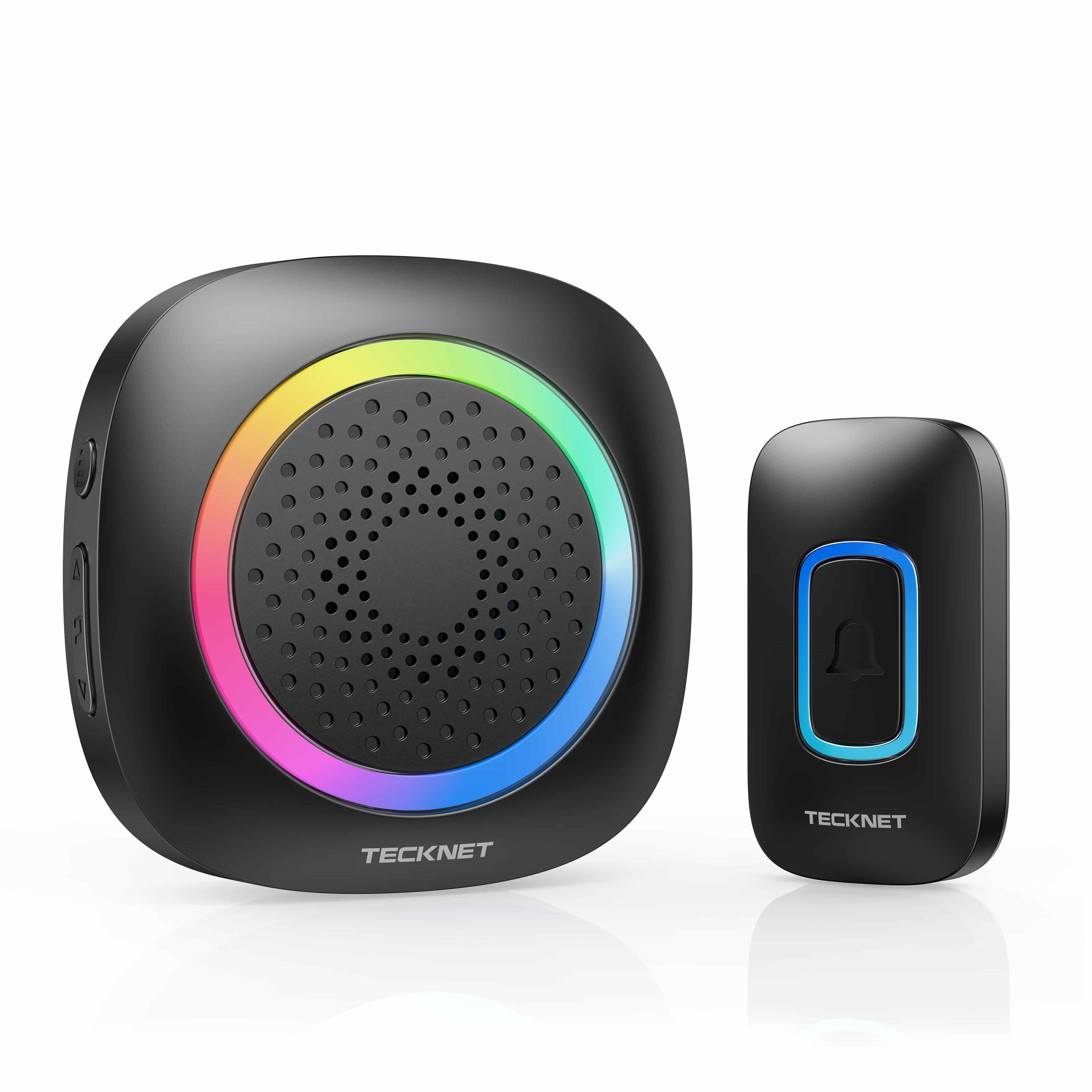 TECKNET Wireless Doorbell with RGB Light, Battery Powered IP66 Waterproof, 400M Wireless Range, 60 Chimes