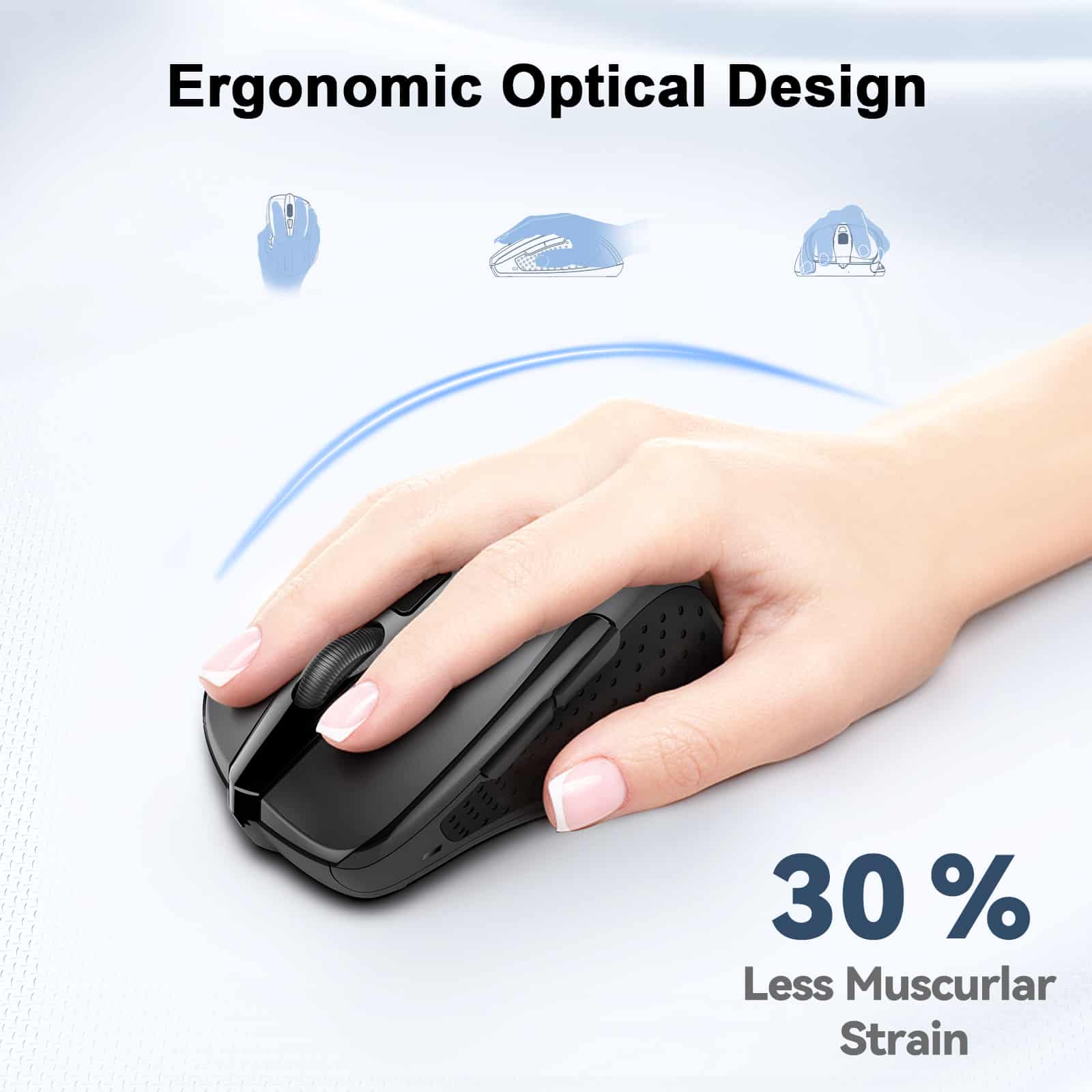 TECKNET Wireless Silent Mouse, 2.4G Optical Computer Mouse with 4000 DPI