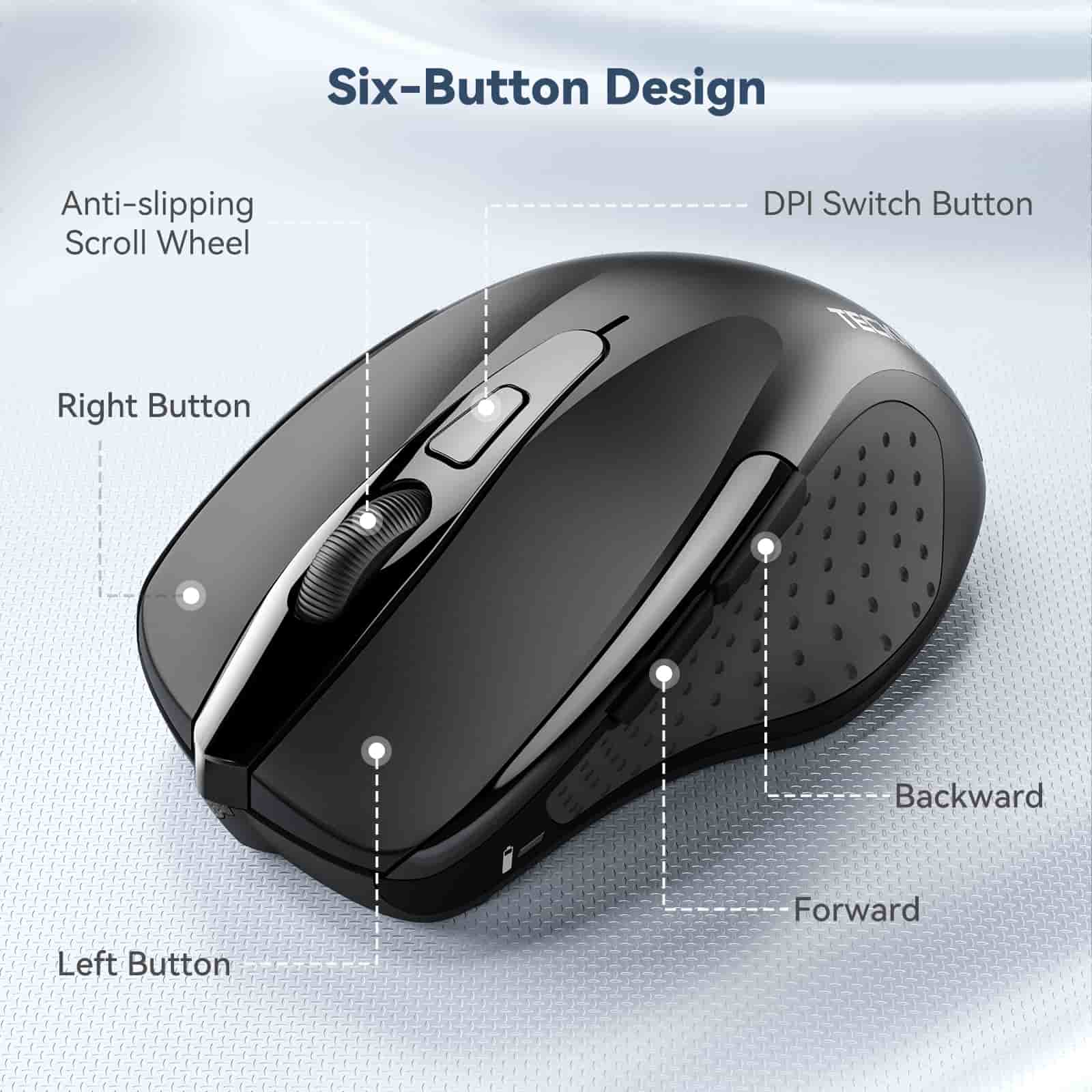 TECKNET Wireless Silent Mouse, 2.4G Optical Computer Mouse with 4000 DPI