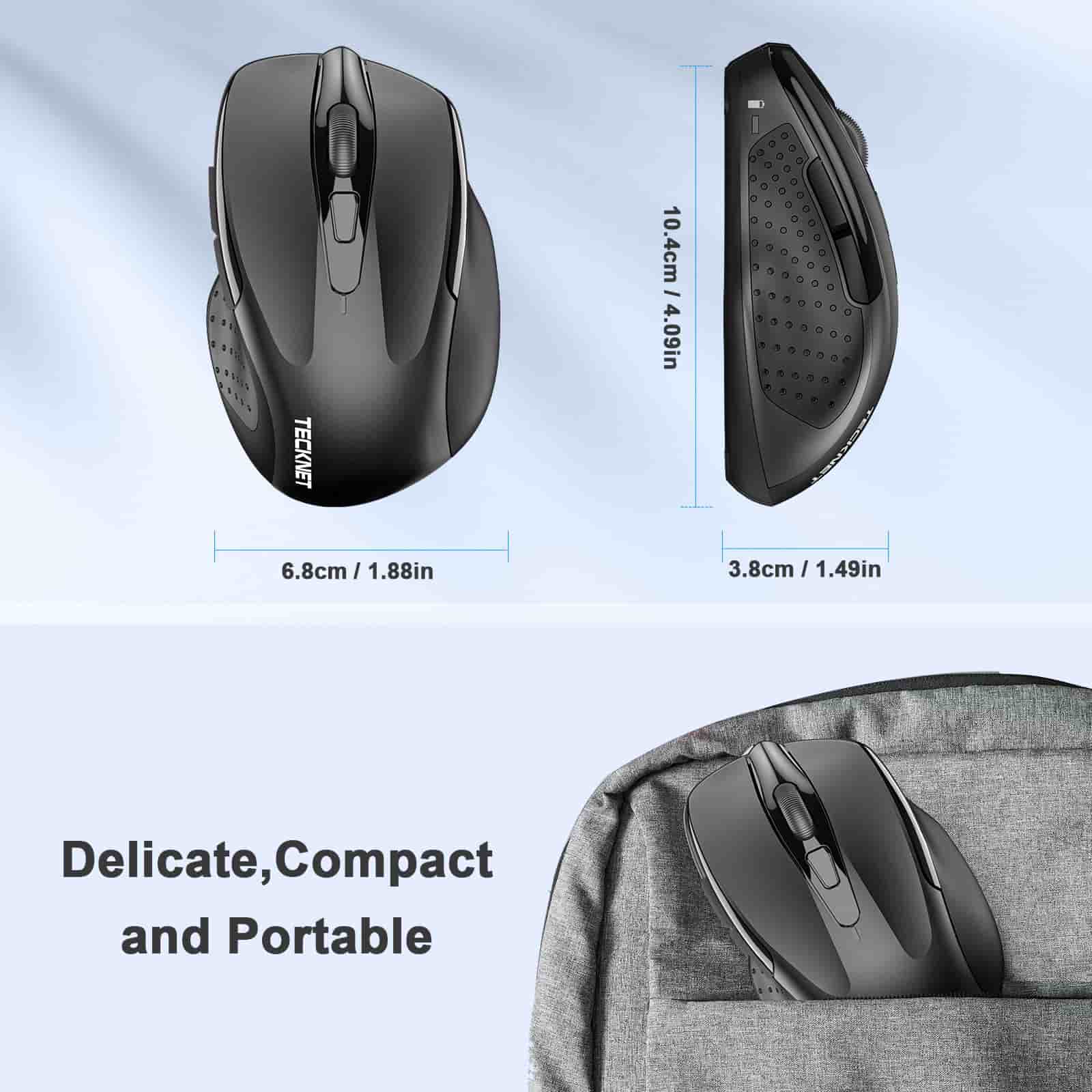 TECKNET Wireless Silent Mouse, 2.4G Optical Computer Mouse with 4000 DPI