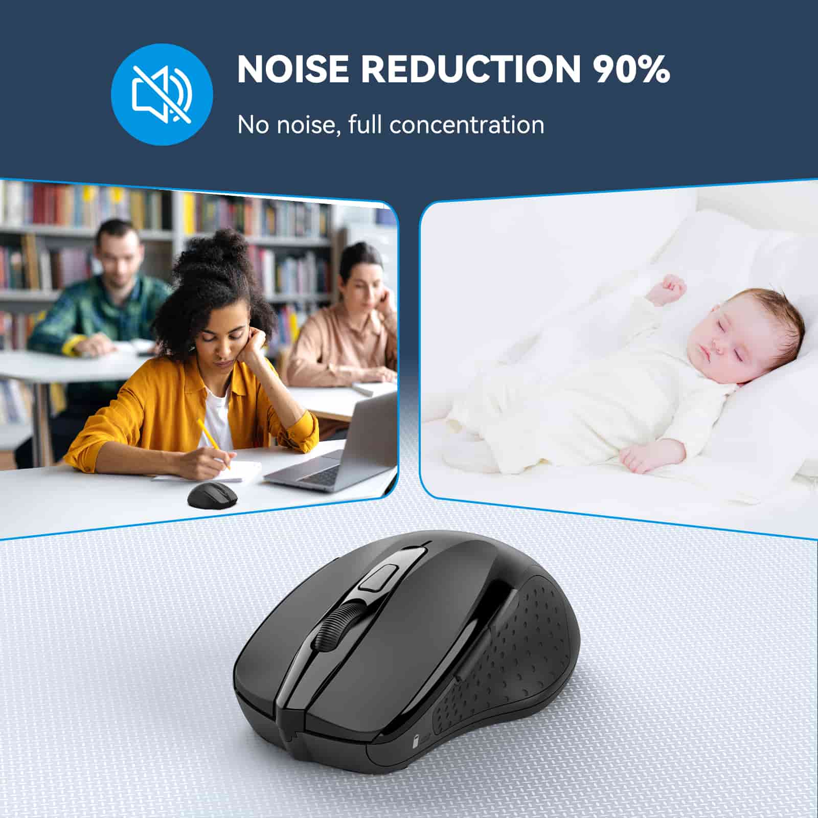 TECKNET Wireless Silent Mouse, 2.4G Optical Computer Mouse with 4000 DPI