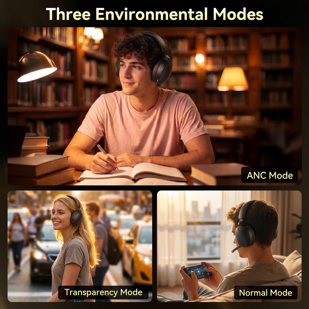TECKNET Wireless Headset with Microphone, Over Ear Headphone 3.5mm/USB-C/Bluetooth 5.4
