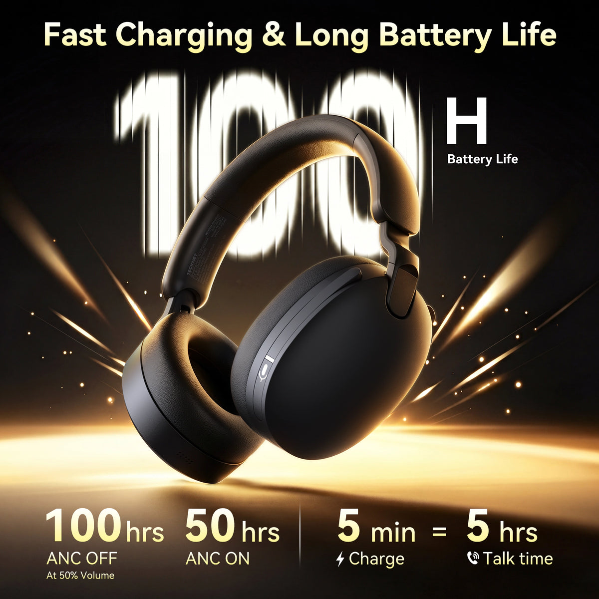 TECKNET Wireless Headset with Microphone, Over Ear Headphone 3.5mm/USB-C/Bluetooth 5.4
