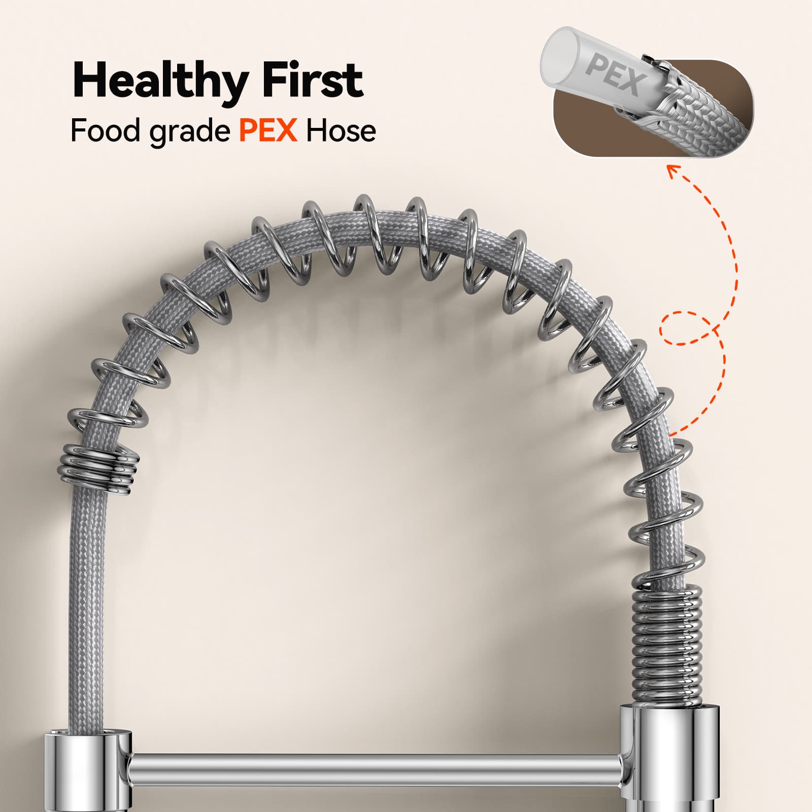 VOXON Kitchen Tap, Spring Kitchen Sink Mixer Taps, High Arc Swivel 360° with 2 Spray Modes, S304 Stainless Steel Single-Lever