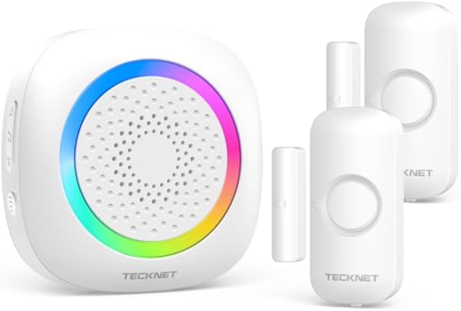 TECKNET Wireless Door Open Sensor Alarm Chime, 1 Plug-in Receiver and 2 Magnetic Door Alarm Sensor