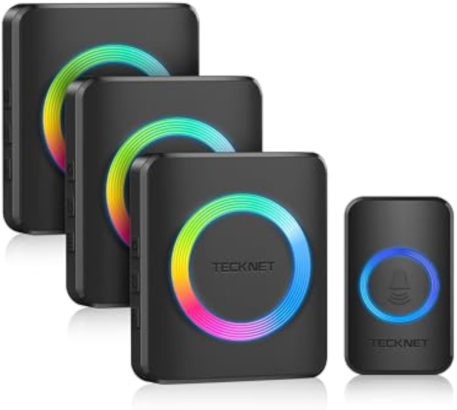 TECKNET Wireless Doorbell 3 Receivers, Door Chime Kit with RGB Light