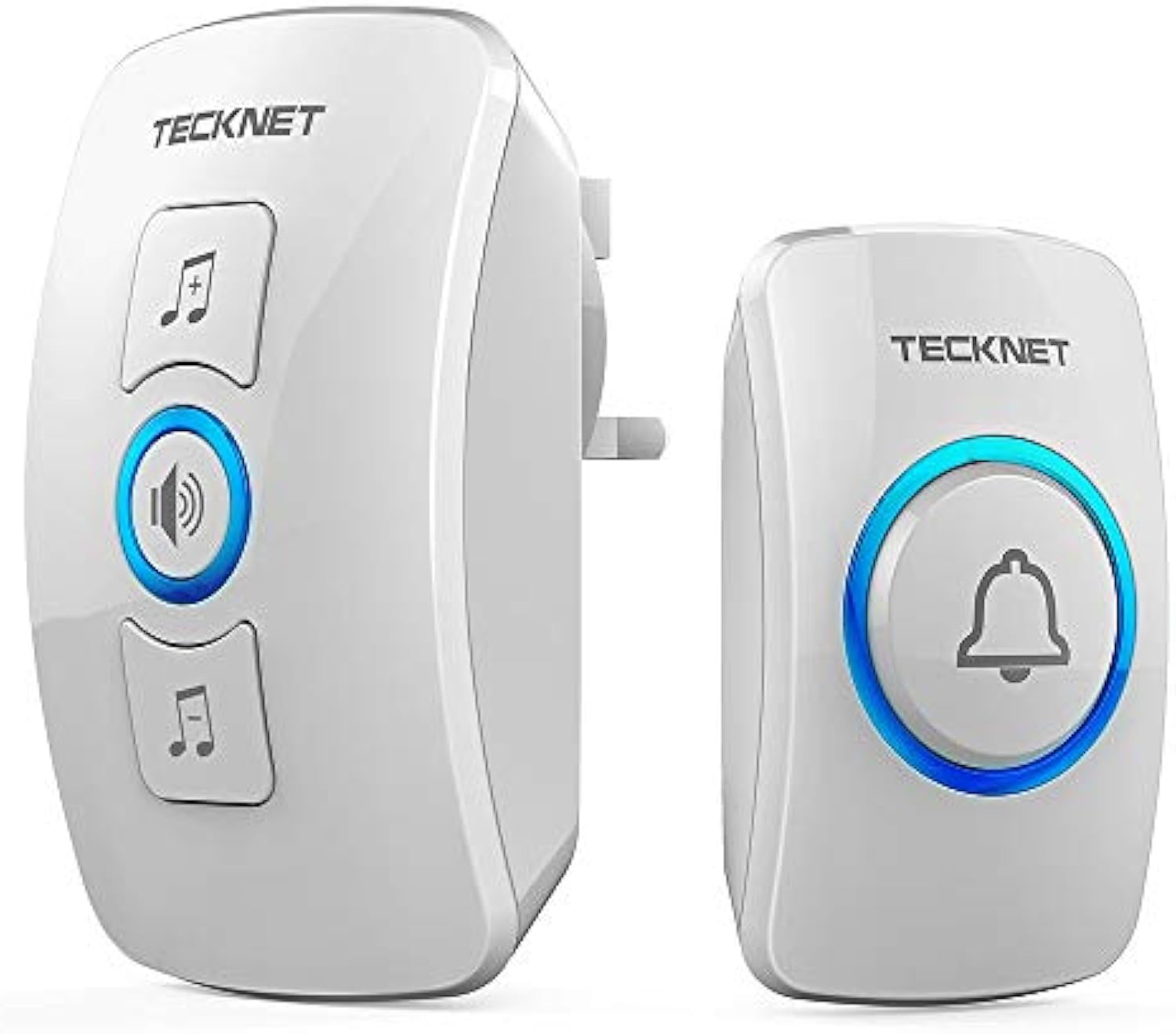TECKNET Wireless Doorbell, IP65 Waterproof Wall Plug-in Door Bells Wireless Cordless Chime Kit