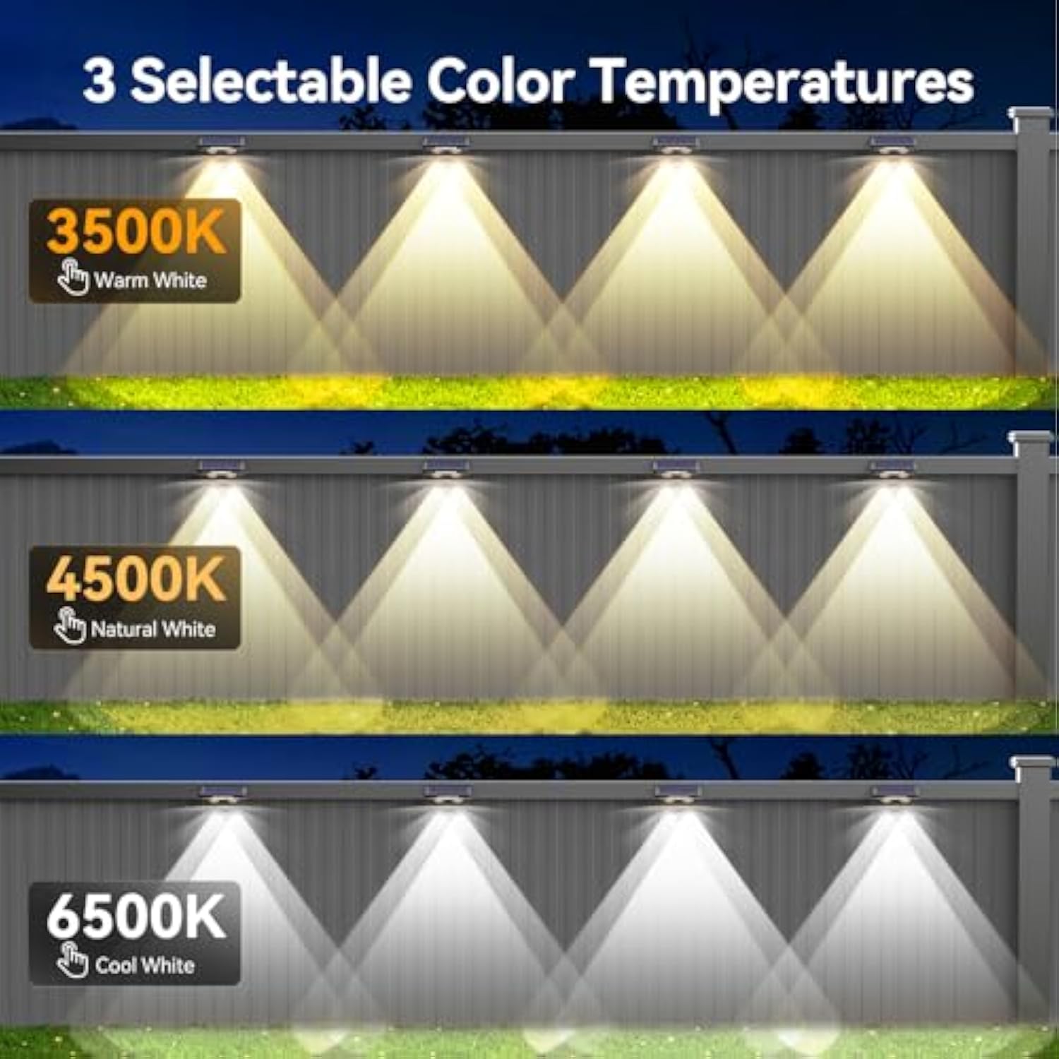 TECKNET Solar Fence Lights Outdoor Garden, 4 Pack Solar Wall Lights Outdoor IP66 Waterproof