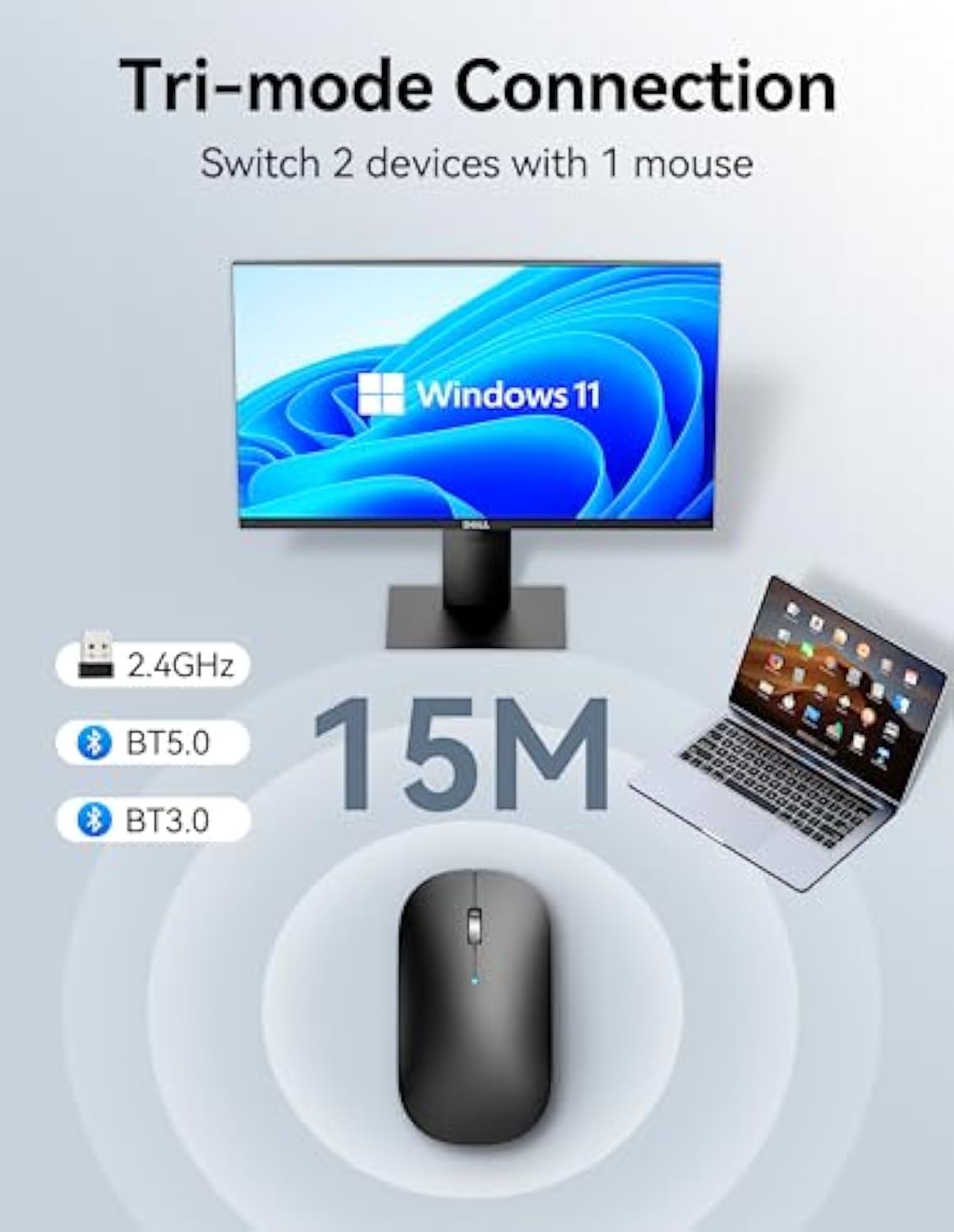 TECKNET Bluetooth Mouse, Rechargeable 2.4G Wireless Mouse
